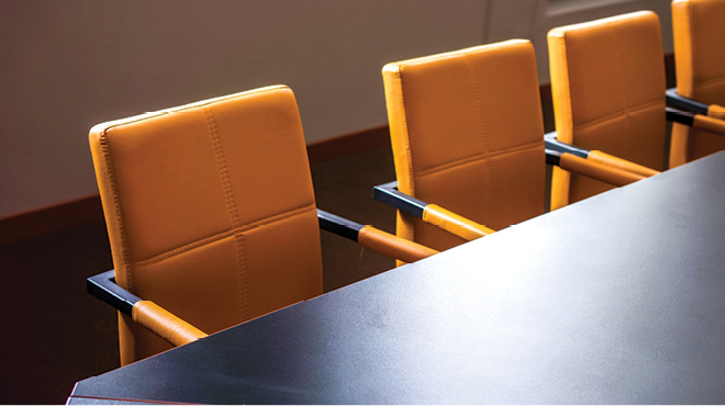 Empty chairs at a table