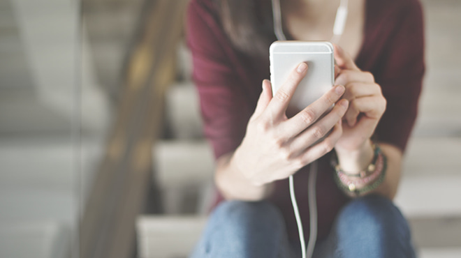 woman with phone