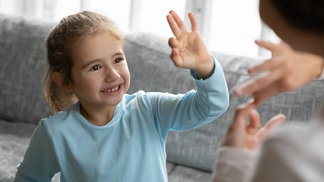 Children playng finger game