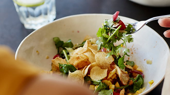 Heart-healthy salad in bowl