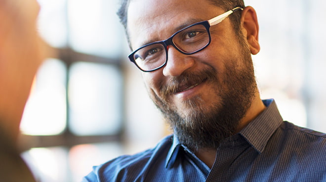 Bearded person with glasses