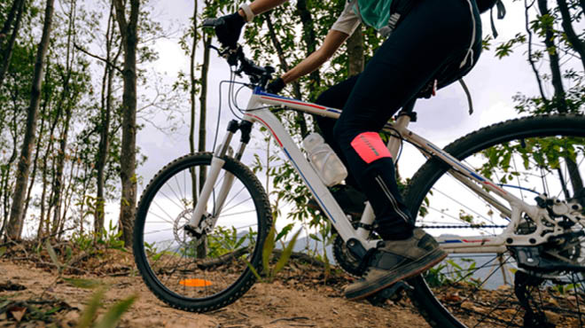 Mountain biking on trail