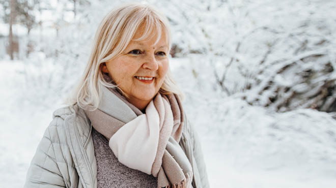 Standing outside in winter