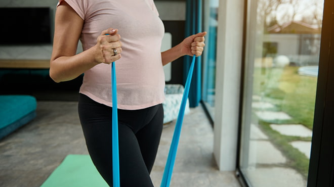 Working out with resistance bands