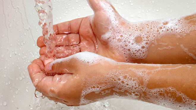 Child washing hands