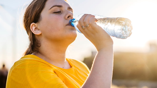 Drinking bottled water