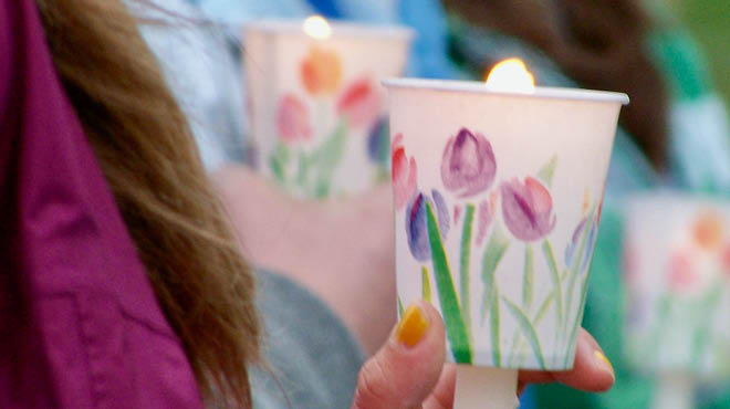 Holding flame in small cup