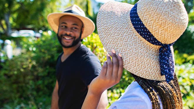 Wearing hats for sun protection